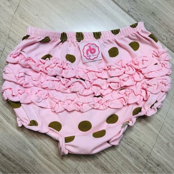 Ruffle Butts Polka Dot Diaper Cover Bloomers Trip Stretch Baby Toddler Pink Gold - Picture 1 of 5